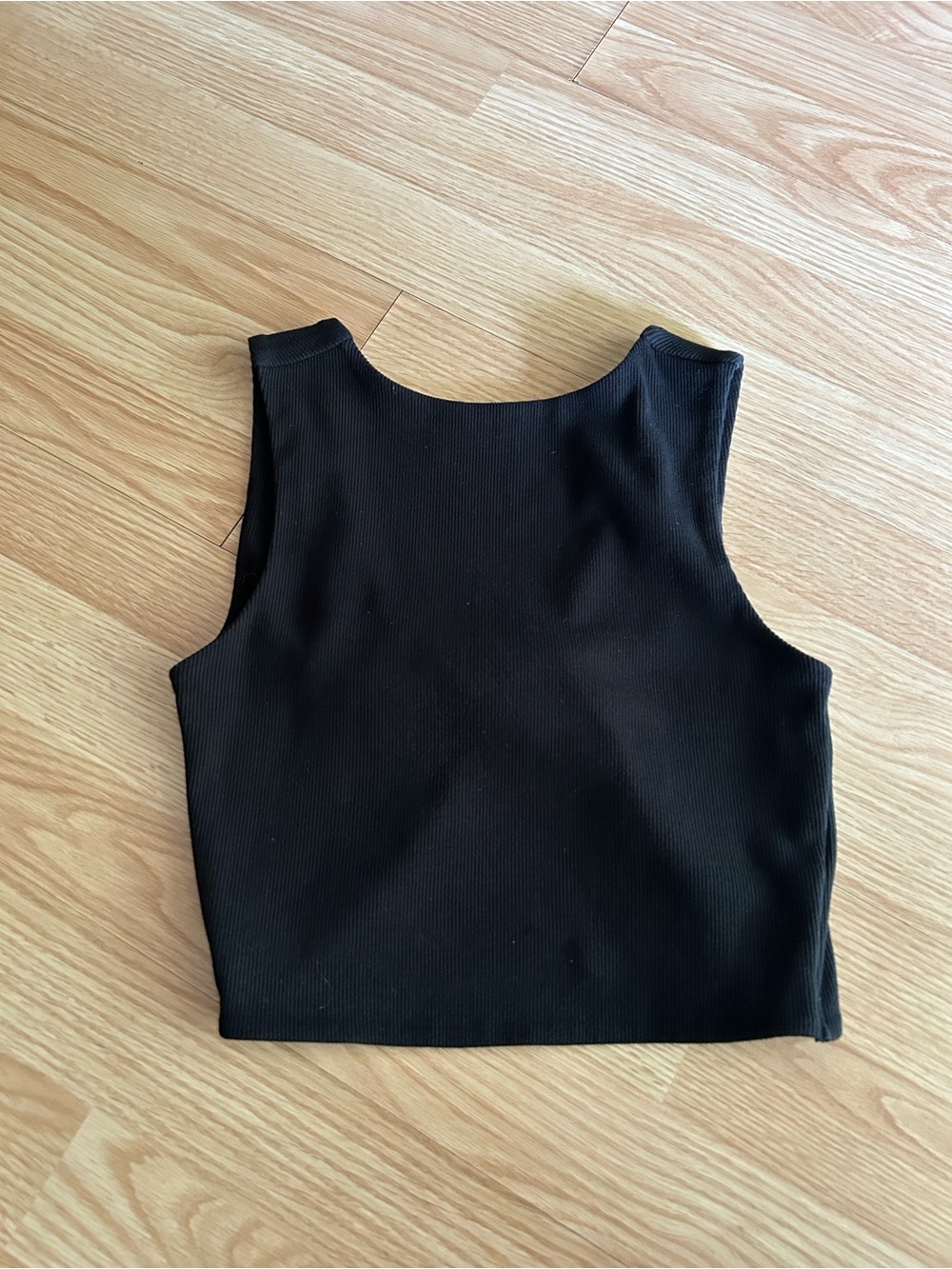 Forever 21 Black Ribbed Cross Back Cropped Top Small